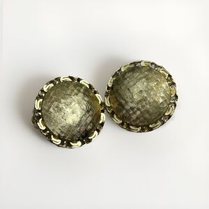 Coro Signed Gold Tone Clip On Earrings Textured Dome Round Vintage
